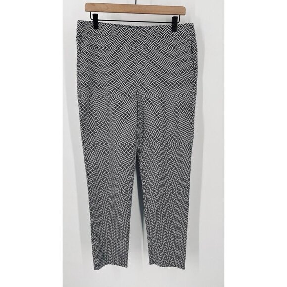 J Jill Essential Slim Ankle Pull On Pants Size 12T Black Geometric Pattern - Picture 1 of 10